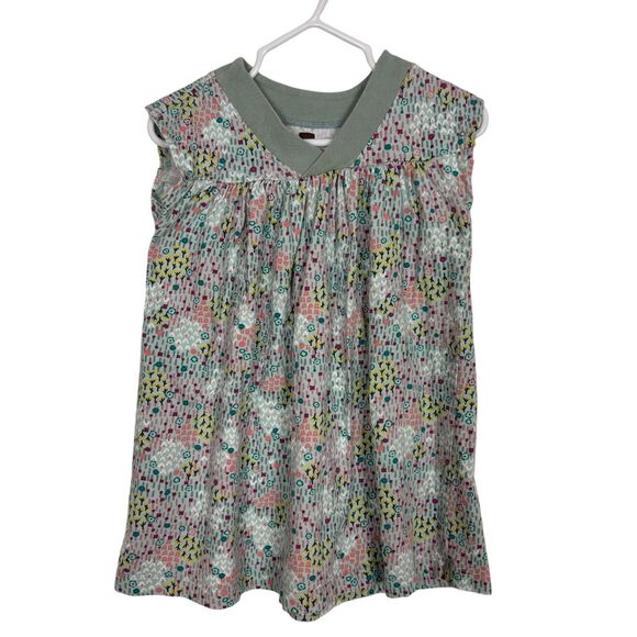Tea Collection Green Floral Polka Dot Print Dress Toddler Girl Size 3 - Picture 1 of 4